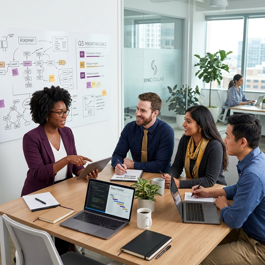 Collaborative corporate team at work
